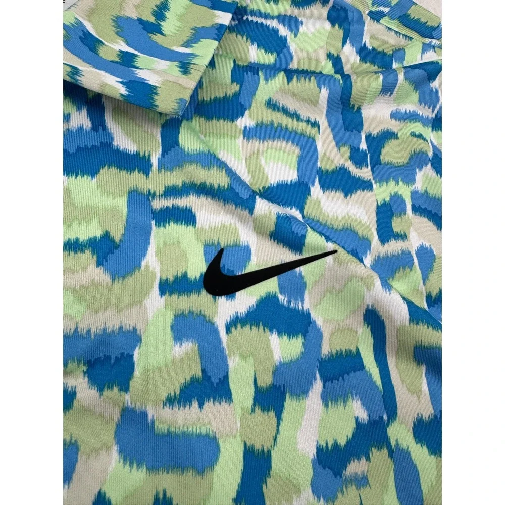 Nike Dri-FIT Golf Polo Shirt Mens XL Blue/Green Confetti Camo Print FD5939-435